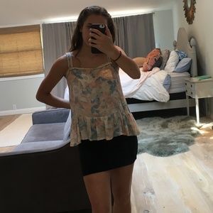 Pink floral, flowy tank top